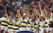 28 May 2022; La Rochelle players celebrate with the cup after the Heineken Champions Cup Final match between Leinster and La Rochelle at Stade Velodrome in Marseille, France. Photo by Harry Murphy/Sportsfile