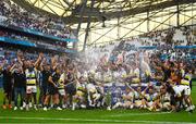 28 May 2022; La Rochelle players and staff celebrate with the cup after their victory in the Heineken Champions Cup Final match between Leinster and La Rochelle at Stade Velodrome in Marseille, France. Photo by Harry Murphy/Sportsfile
