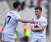28 May 2022; Kildare players Kevin Flynn, left, and Jimmy Hyland after their side's defeat in the Leinster GAA Football Senior Championship Final match between Dublin and Kildare at Croke Park in Dublin. Photo by Piaras Ó Mídheach/Sportsfile