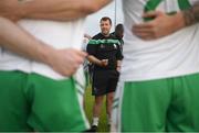 28 May 2022; London manager Michael Maher speaking to the players after the Tailteann Cup Round 1 match between Sligo and London at Markievicz Park in Sligo. Photo by Ray McManus/Sportsfile
