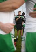 28 May 2022; London manager Michael Maher speaking to the players after the Tailteann Cup Round 1 match between Sligo and London at Markievicz Park in Sligo. Photo by Ray McManus/Sportsfile