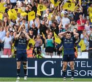 28 May 2022; Robbie Henshaw and Cian Healy of Leinster after their side's defeat in the Heineken Champions Cup Final match between Leinster and La Rochelle at Stade Velodrome in Marseille, France. Photo by Harry Murphy/Sportsfile