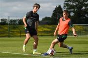 28 May 2022; Ollie O'Neill, left, and Gavin Kilkenny during a Republic of Ireland U21 squad training session at FAI National Training Centre in Abbotstown, Dublin. Photo by Eóin Noonan/Sportsfile