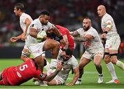 27 May 2022; Christopher Tolofua of RC Toulon is tackled by Romain Taofifenua of Lyon during the Heineken Challenge Cup Final match between Lyon and Toulon at Stade Velodrome in Marseille, France. Photo by Ramsey Cardy/Sportsfile
