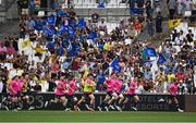 28 May 2022; Leinster players warm-up before the Heineken Champions Cup Final match between Leinster and La Rochelle at Stade Velodrome in Marseille, France. Photo by Ramsey Cardy/Sportsfile