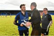 28 May 2022; Longford manager Billy O'Loughlin, left, and Fermanagh manager Kieran Donnelly shake hands after the Tailteann Cup Round 1 match between Longford and Fermanagh at Glennon Brothers Pearse Park in Longford. Photo by Sam Barnes/Sportsfile