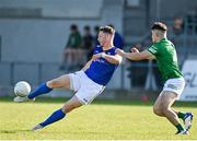 28 May 2022; Michael Quinn of Longford in action against Luke Flanagan of Fermanagh during the Tailteann Cup Round 1 match between Longford and Fermanagh at Glennon Brothers Pearse Park in Longford. Photo by Sam Barnes/Sportsfile