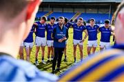 28 May 2022; Longford manager Billy O'Loughlin gives a team talk after his side's defeat in the Tailteann Cup Round 1 match between Longford and Fermanagh at Glennon Brothers Pearse Park in Longford. Photo by Sam Barnes/Sportsfile