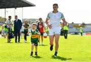 28 May 2022; Paul Geaney of Kerry and his son Paidi, aged 5, leave the field after the Munster GAA Football Senior Championship Final match between Kerry and Limerick at Fitzgerald Stadium in Killarney. Photo by Diarmuid Greene/Sportsfile