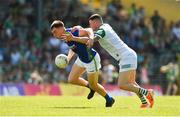 28 May 2022; Jack Barry of Kerry in action against Iain Corbett of Limerick during the Munster GAA Football Senior Championship Final match between Kerry and Limerick at Fitzgerald Stadium in Killarney. Photo by Diarmuid Greene/Sportsfile