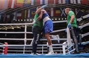 29 May 2022; Gabriel Dossen of Ireland after their Middleweight Semi-Final bout against Salvatore Cavallaro of Italy during the EUBC Elite Men’s European Boxing Championships at Karen Demirchyan Sports and Concerts Complex in Yerevan, Armenia. Photo by Hrach Khachatryan/Sportsfile