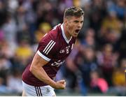 29 May 2022; Shane Walsh of Galway celebrates after scoring his side's first goal during the Connacht GAA Football Senior Championship Final match between Galway and Roscommon at Pearse Stadium in Galway. Photo by Eóin Noonan/Sportsfile