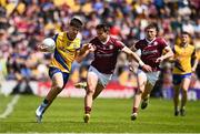 29 May 2022; Cathal Heneghan of Roscommon in action against Cillian McDaid of Galway during the Connacht GAA Football Senior Championship Final match between Galway and Roscommon at Pearse Stadium in Galway. Photo by Sam Barnes/Sportsfile
