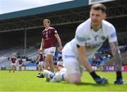 29 May 2022; John Heslin of Westmeath looks on as the ball goes out for a '45, after his first half penalty kick was saved by Laois goalkeeper Danny Bolger, right, during the Tailteann Cup Round 1 match between Laois and Westmeath at MW Hire O'Moore Park in Portlaoise, Laois. Photo by Piaras Ó Mídheach/Sportsfile
