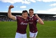29 May 2022; Galway players, from left, Finnian Ó Laoi and Paul Kelly during the Connacht GAA Football Senior Championship Final match between Galway and Roscommon at Pearse Stadium in Galway. Photo by Eóin Noonan/Sportsfile
