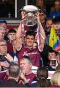 29 May 2022; Seán Kelly of Galway lifting the cup after the Connacht GAA Football Senior Championship Final match between Galway and Roscommon at Pearse Stadium in Galway. Photo by Eóin Noonan/Sportsfile