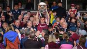29 May 2022; Seán Kelly of Galway lifting the cup after the Connacht GAA Football Senior Championship Final match between Galway and Roscommon at Pearse Stadium in Galway. Photo by Eóin Noonan/Sportsfile