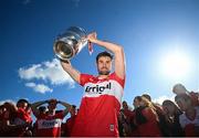 29 May 2022; Derry captain Christopher McKaigue celebrates with the Anglo Celt Cup after the Ulster GAA Football Senior Championship Final between Derry and Donegal at St Tiernach's Park in Clones, Monaghan. Photo by Stephen McCarthy/Sportsfile