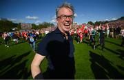 29 May 2022; Former Derry footballer Joe Brolly celebrates on the pitch after the Ulster GAA Football Senior Championship Final between Derry and Donegal at St Tiernach's Park in Clones, Monaghan. Photo by Stephen McCarthy/Sportsfile