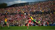 29 May 2022; Conor Glass of Derry in action against Brendan McCole of Donegal during the Ulster GAA Football Senior Championship Final between Derry and Donegal at St Tiernach's Park in Clones, Monaghan. Photo by Stephen McCarthy/Sportsfile