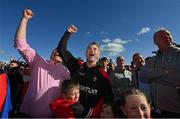 29 May 2022; Derry manager Rory Gallagher celebrates after the Ulster GAA Football Senior Championship Final between Derry and Donegal at St Tiernach's Park in Clones, Monaghan. Photo by Ramsey Cardy/Sportsfile