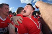 29 May 2022; Gareth McKinless of Derry celebrates after the Ulster GAA Football Senior Championship Final between Derry and Donegal at St Tiernach's Park in Clones, Monaghan. Photo by Ramsey Cardy/Sportsfile