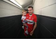 29 May 2022; Benny Heron of Derry and his daughter May Grace after the Ulster GAA Football Senior Championship Final between Derry and Donegal at St Tiernach's Park in Clones, Monaghan. Photo by Stephen McCarthy/Sportsfile