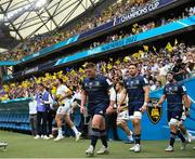 28 May 2022; Tadhg Furlong, Jack Conan and Caelan Doris of Leinster before the Heineken Champions Cup Final match between Leinster and La Rochelle at Stade Velodrome in Marseille, France. Photo by Harry Murphy/Sportsfile