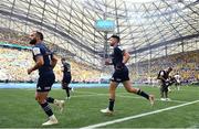 28 May 2022; Hugo Keenan of Leinster runs out before the Heineken Champions Cup Final match between Leinster and La Rochelle at Stade Velodrome in Marseille, France. Photo by Harry Murphy/Sportsfile