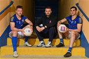 3 June 2022; Longford GAA manager Billy O’Loughlin, centre, with captain Mickey Quinn, left, and vice-captain Darren Gallagher, pictured at the launch of AIB’s new series ‘Tailteann Cup: Mic’d Up’. The fly-on-the-wall style series sees O’Loughlin and the two players mic’d up for the duration of their clash against Fermanagh last weekend. AIB, proud sponsors of both Club and County, is celebrating their eighth season as sponsors of the GAA All-Ireland Senior Football Championships and this new series takes GAA fans into the heart of the action, showcasing #TheToughest players in Gaelic Games through the eyes and voices of county management and players. You can view the first episode here: https://www.youtube.com/watch?  Photo by Sam Barnes/Sportsfile