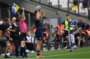 28 May 2022; Dan Sheehan of Leinster prepares to throw a lineout during the Heineken Champions Cup Final match between Leinster and La Rochelle at Stade Velodrome in Marseille, France. Photo by Harry Murphy/Sportsfile