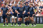 28 May 2022; Leinster players, from left, James Lowe, Jack Conan, Tadhg Furlong, Caelan Doris James Ryan and Andrew Porter during the Heineken Champions Cup Final match between Leinster and La Rochelle at Stade Velodrome in Marseille, France. Photo by Harry Murphy/Sportsfile