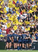 28 May 2022; Leinster players huddle during the Heineken Champions Cup Final match between Leinster and La Rochelle at Stade Velodrome in Marseille, France. Photo by Harry Murphy/Sportsfile