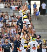 28 May 2022; Matthias Haddad of La Rochelle and Ross Molony of Leinster compete for possession in the lineout during the Heineken Champions Cup Final match between Leinster and La Rochelle at Stade Velodrome in Marseille, France. Photo by Ramsey Cardy/Sportsfile