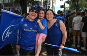 28 May 2022; Leinster supporters Barry and Elaine McHugh, with daughter Ella, before the Heineken Champions Cup Final match between Leinster and La Rochelle at Stade Velodrome in Marseille, France. Photo by Ramsey Cardy/Sportsfile
