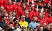 29 May 2022; Former Derry player Joe Brolly stands for the playing of the National Anthem before the Ulster GAA Football Senior Championship Final between Derry and Donegal at St Tiernach's Park in Clones, Monaghan. Photo by Stephen McCarthy/Sportsfile