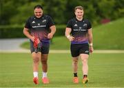 30 May 2022; Roman Salanoa, left, and Chris Cloete arrive for a Munster rugby squad training session at the University of Limerick in Limerick. Photo by Eóin Noonan/Sportsfile