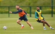30 May 2022; Conor Hourihane, left, and CJ Hamilton during a Republic of Ireland training session at the FAI National Training Centre in Abbotstown, Dublin. Photo by Stephen McCarthy/Sportsfile