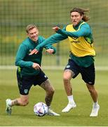 30 May 2022; Jeff Hendrick and James McClean, left, during a Republic of Ireland training session at the FAI National Training Centre in Abbotstown, Dublin. Photo by Stephen McCarthy/Sportsfile