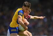 29 May 2022; Conor Hussey of Roscommon in action against John Daly of Galway during the Connacht GAA Football Senior Championship Final match between Galway and Roscommon at Pearse Stadium in Galway. Photo by Sam Barnes/Sportsfile