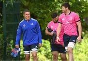 31 May 2022; Leinster players, from left, Scott Penny, Michael Milne and Ryan Baird during Leinster Rugby squad training session at UCD in Dublin. Photo by Harry Murphy/Sportsfile