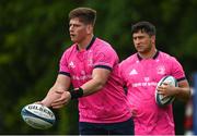 31 May 2022; Joe McCarthy, left, and Thomas Clarkson during Leinster Rugby squad training session at UCD in Dublin. Photo by Harry Murphy/Sportsfile