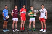 31 May 2022; Footballers, from left, Niall Scully of Dublin, Shane Walsh of Galway, Christopher McKaigue of Derry, Paudie Clifford of Kerry and Michael McKernan of Tyrone during the launch of the GAA Football All Ireland Senior Championship Series in Dublin. Photo by Ramsey Cardy/Sportsfile
