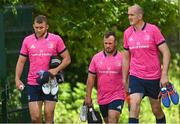31 May 2022; Leinster players, from left, Ross Molony, Ed Byrne and Devin Toner during Leinster Rugby squad training session at UCD in Dublin. Photo by Harry Murphy/Sportsfile
