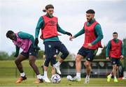 31 May 2022; Festy Ebosele, left, Jeff Hendrick, centre, and Scott Hogan during a Republic of Ireland training session at FAI National Training Centre in Abbotstown, Dublin. Photo by Stephen McCarthy/Sportsfile
