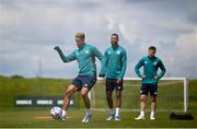 31 May 2022; Callum Robinson, left, CJ Hamilton, centre, and Josh Cullen during a Republic of Ireland training session at FAI National Training Centre in Abbotstown, Dublin. Photo by Stephen McCarthy/Sportsfile