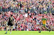 29 May 2022; Jason McGee of Donegal shoots at goal during the Ulster GAA Football Senior Championship Final between Derry and Donegal at St Tiernach's Park in Clones, Monaghan. Photo by Ramsey Cardy/Sportsfile