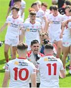 29 May 2022; Tyrone manager Gerard Donnelly celebrates after the Electric Ireland Ulster GAA Football Minor Championship Final match between Derry and Tyrone at St Tiernach's Park in Clones, Monaghan. Photo by Ramsey Cardy/Sportsfile