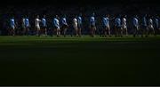 28 May 2022; Dublin and Kildare players in the pre-match parade before the Leinster GAA Football Senior Championship Final match between Dublin and Kildare at Croke Park in Dublin. Photo by Stephen McCarthy/Sportsfile