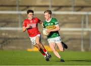 1 June 2022; Niall Collins of Kerry in action against Brian Hayes of Cork during the Electric Ireland Munster GAA Minor Football Championship Final match between Kerry and Cork at Páirc Uí Rinn in Cork. Photo by George Tewkesbury/Sportsfile